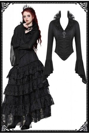 Dark In Love Alina Victorian Collar Gothic Bell Sleeves Top Dark In Love Alina Victorian Collar Gothic Bell Sleeves Top