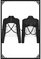 Punk Rave Dis-aster Chain Faux Leather Gothic Bolero(Female)