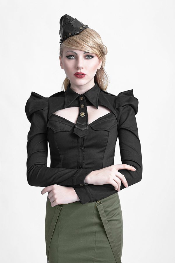Dark In Love Phantom Ruffle Gothic Jacket With Cut Out Chest