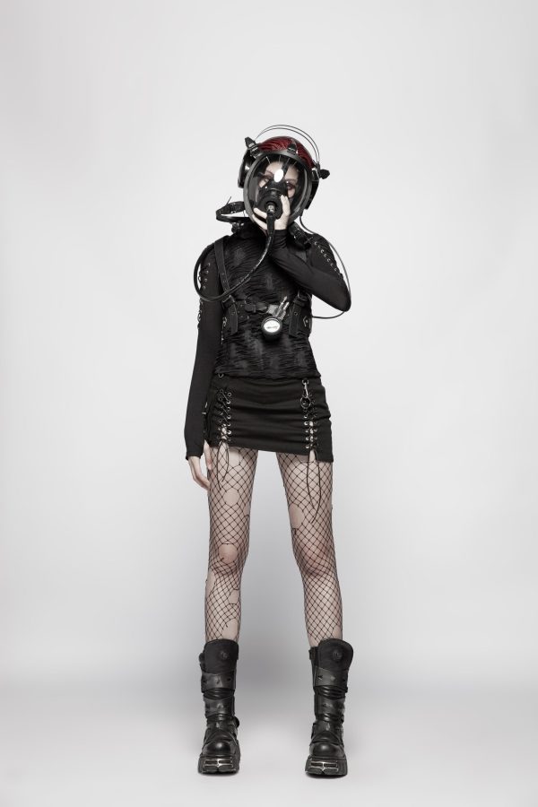 Dark In Love Phantom Ruffle Gothic Jacket With Cut Out Chest