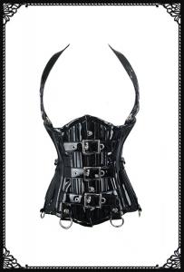 PVC Halterneck Underbust Black