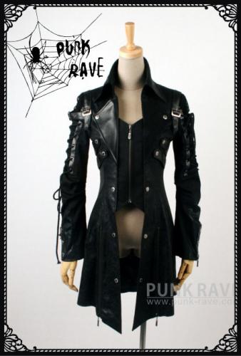 Punk Rave High collar unisex coat(BK)