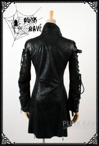 Punk Rave High collar unisex coat(BK)