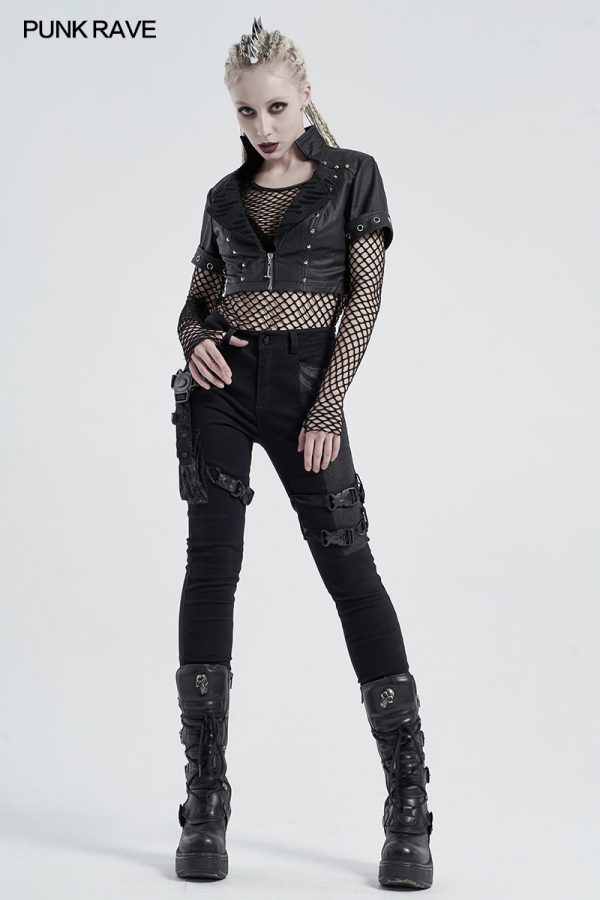 Dark In Love Phantom Ruffle Gothic Jacket With Cut Out Chest