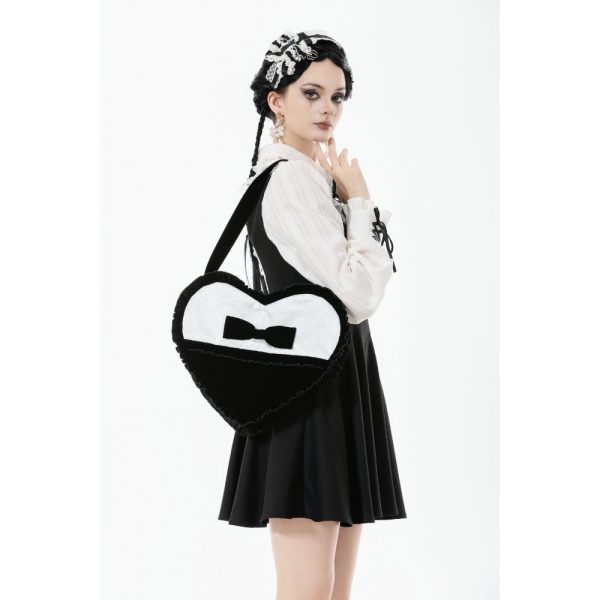 Dark In Love Lara Black & White Heart Bag