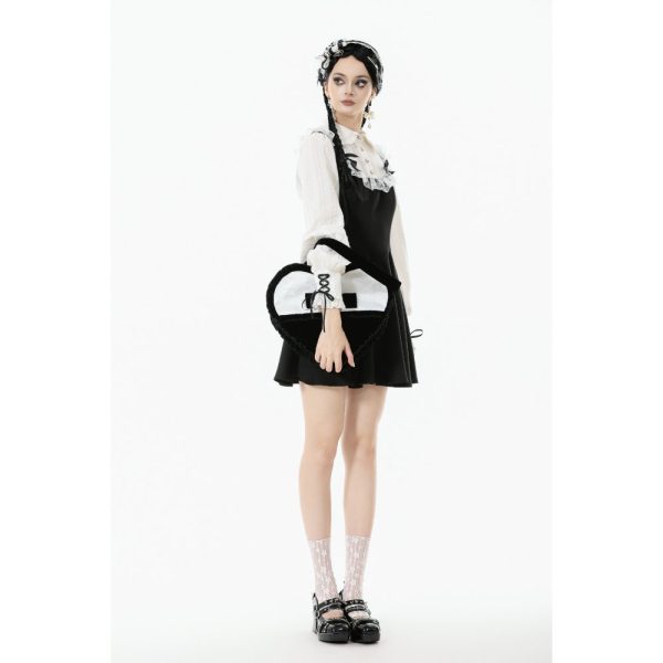 Dark In Love Lara Black & White Heart Bag