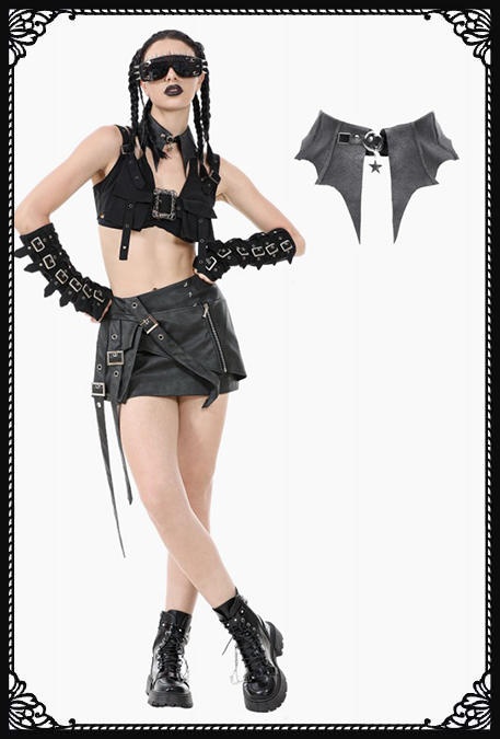 Dark In Love Bat Wing Collar Faux Leather Choker