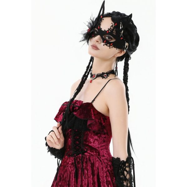 Dark In Love Thorned Love Gothic Red & Black Lace Choker