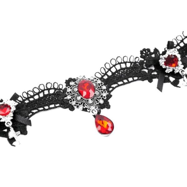 Dark In Love Thorned Love Gothic Red & Black Lace Choker