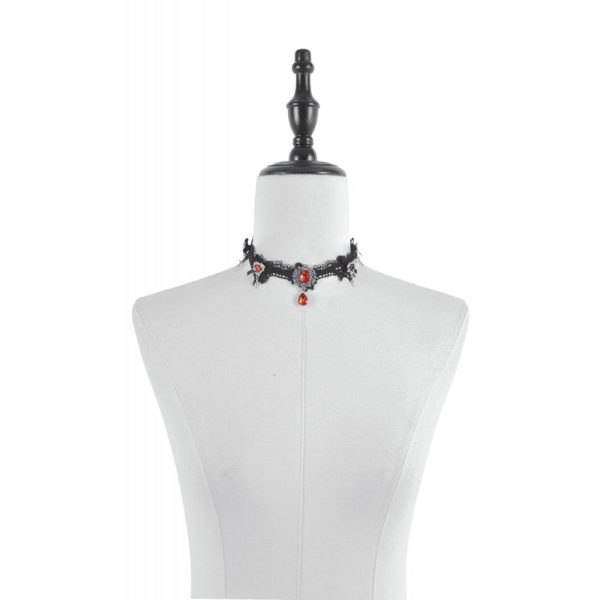 Dark In Love Thorned Love Gothic Red & Black Lace Choker