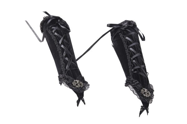 Dark in Love Velvet lace-up gloves