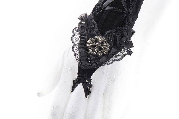 Dark in Love Velvet lace-up gloves