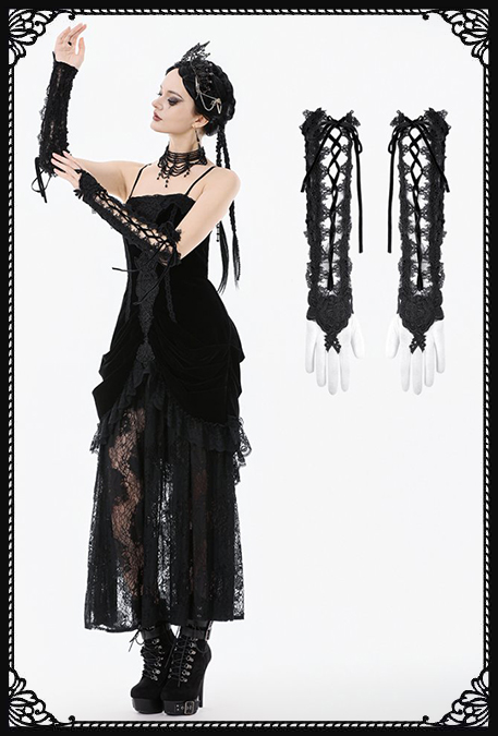 Dark In Love Missandra Laced Up Gothic Gloves
