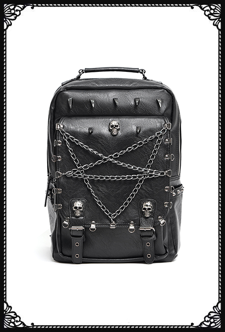 Devil Fashion Girls & Ghouls Pentagram Chains Spiked Backpack