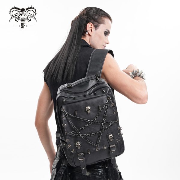 Devil Fashion Girls & Ghouls Pentagram Chains Spiked Backpack
