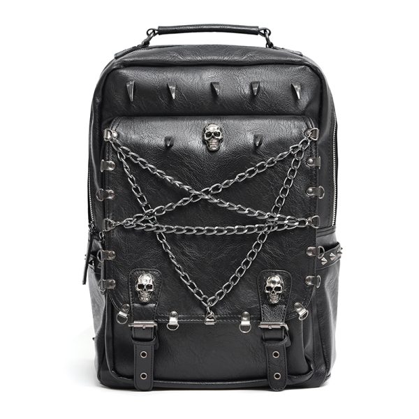 Devil Fashion Girls & Ghouls Pentagram Chains Spiked Backpack