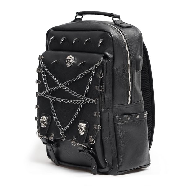 Devil Fashion Girls & Ghouls Pentagram Chains Spiked Backpack