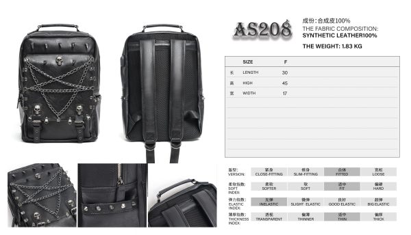 Devil Fashion Girls & Ghouls Pentagram Chains Spiked Backpack