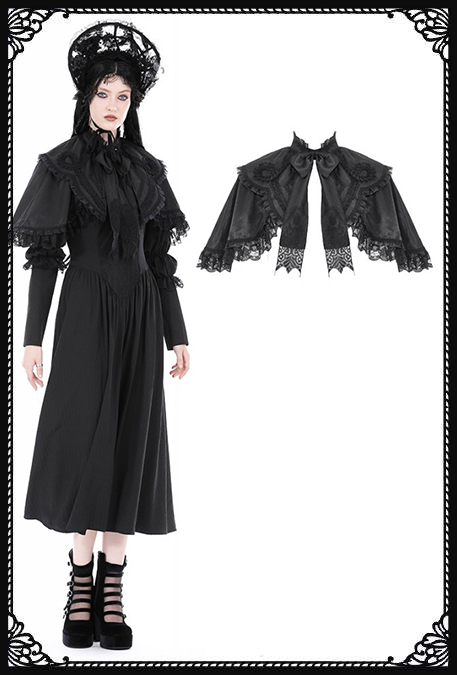 Dark In Love Alexandra Small Lace Embroidery Black Cape