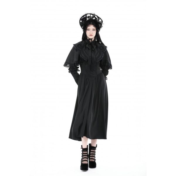 Dark In Love Alexandra Small Lace Embroidery Black Cape