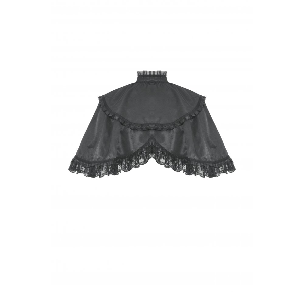 Dark In Love Alexandra Small Lace Embroidery Black Cape