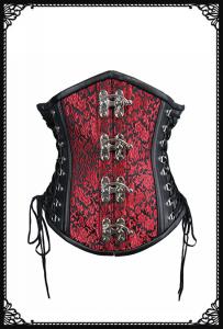 SaiSai Corset Steel Bone Extreme Underbust Red Pattern