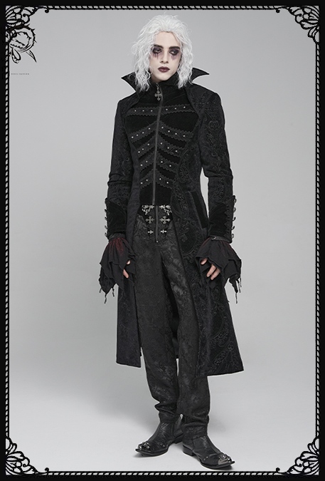 Devil Fashion Bram Long Damask Black Jacket