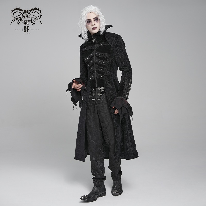 Devil Fashion Bram Long Damask Black Jacket