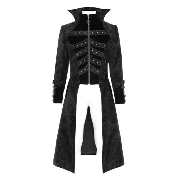 Devil Fashion Bram Long Damask Black Jacket