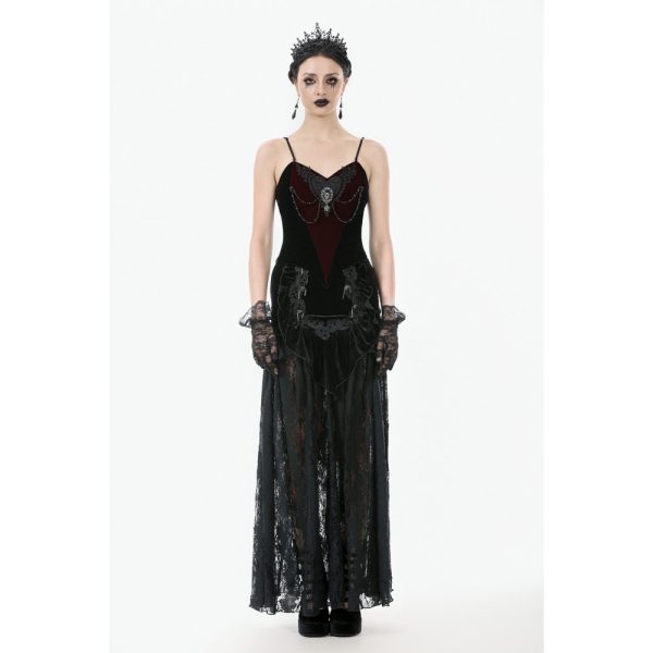Dark In Love Crimson Velvet V Shape Gothic Top