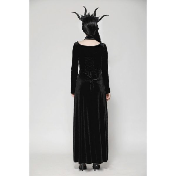 Dragana Open Front With Slits Velvet Gothic Dress
