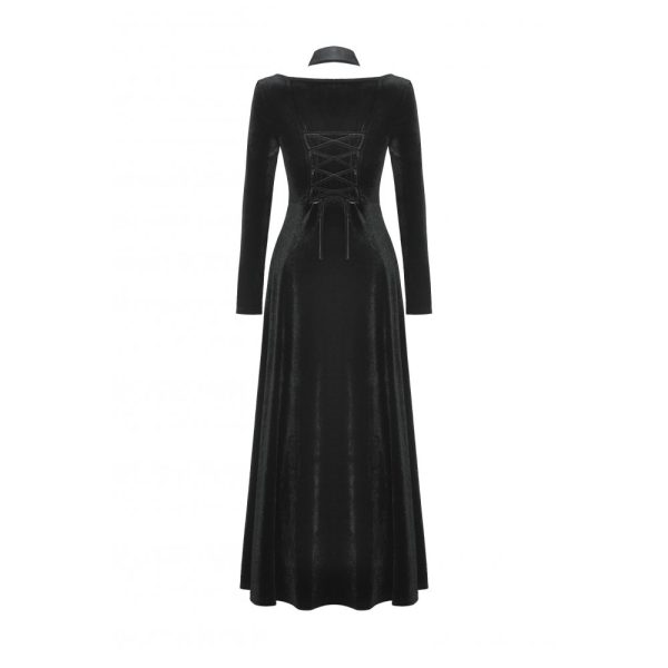 Dragana Open Front With Slits Velvet Gothic Dress