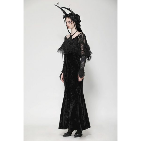 Dark In Love Dusk Sanctum Bardot Mermaid-Style Gothic Dress