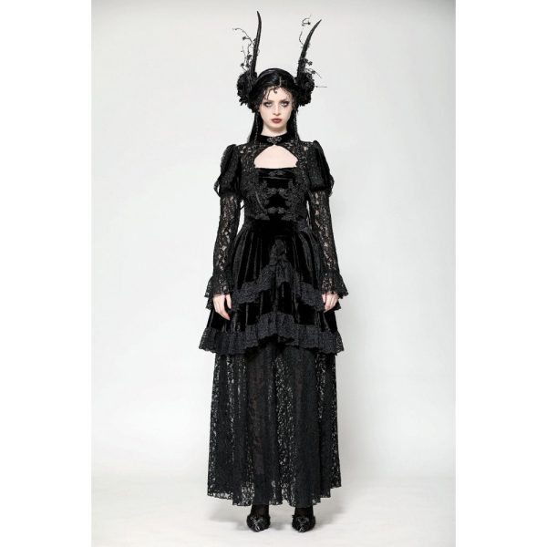 Dark In Love Gwendoline Long Velvety Lace Dress