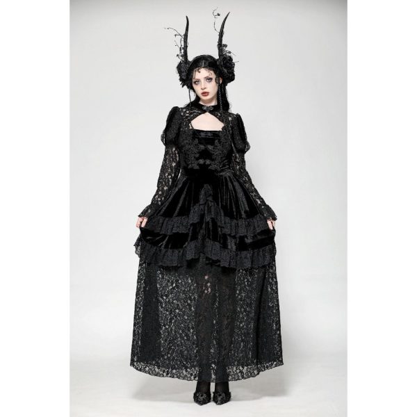 Dark In Love Gwendoline Long Velvety Lace Dress