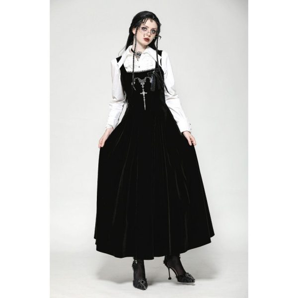 Dark In Love Necrovest Gothic Dungaree Long Dress