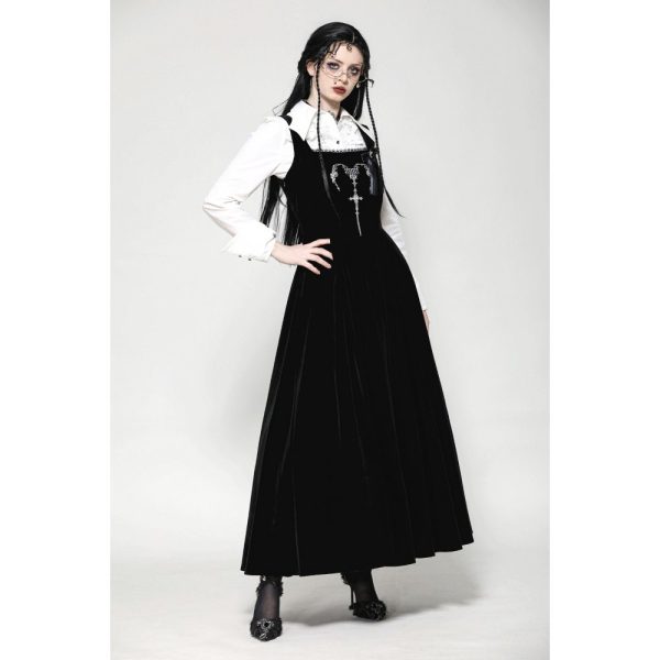 Dark In Love Necrovest Gothic Dungaree Long Dress