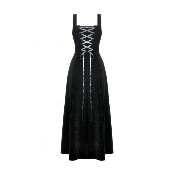 Dark In Love Necrovest Gothic Dungaree Long Dress