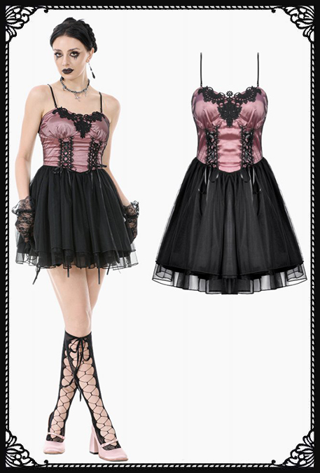 Dark In Love Duskbound Rose Black Pink Gothic Dress