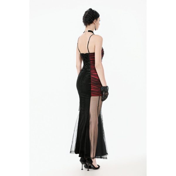 Dark In Love Velvet Dream Red & Black Bodycon Gothic Dress