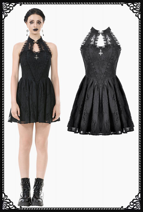 Dark In Love Crucifix Bloom Gothic Skater Dress