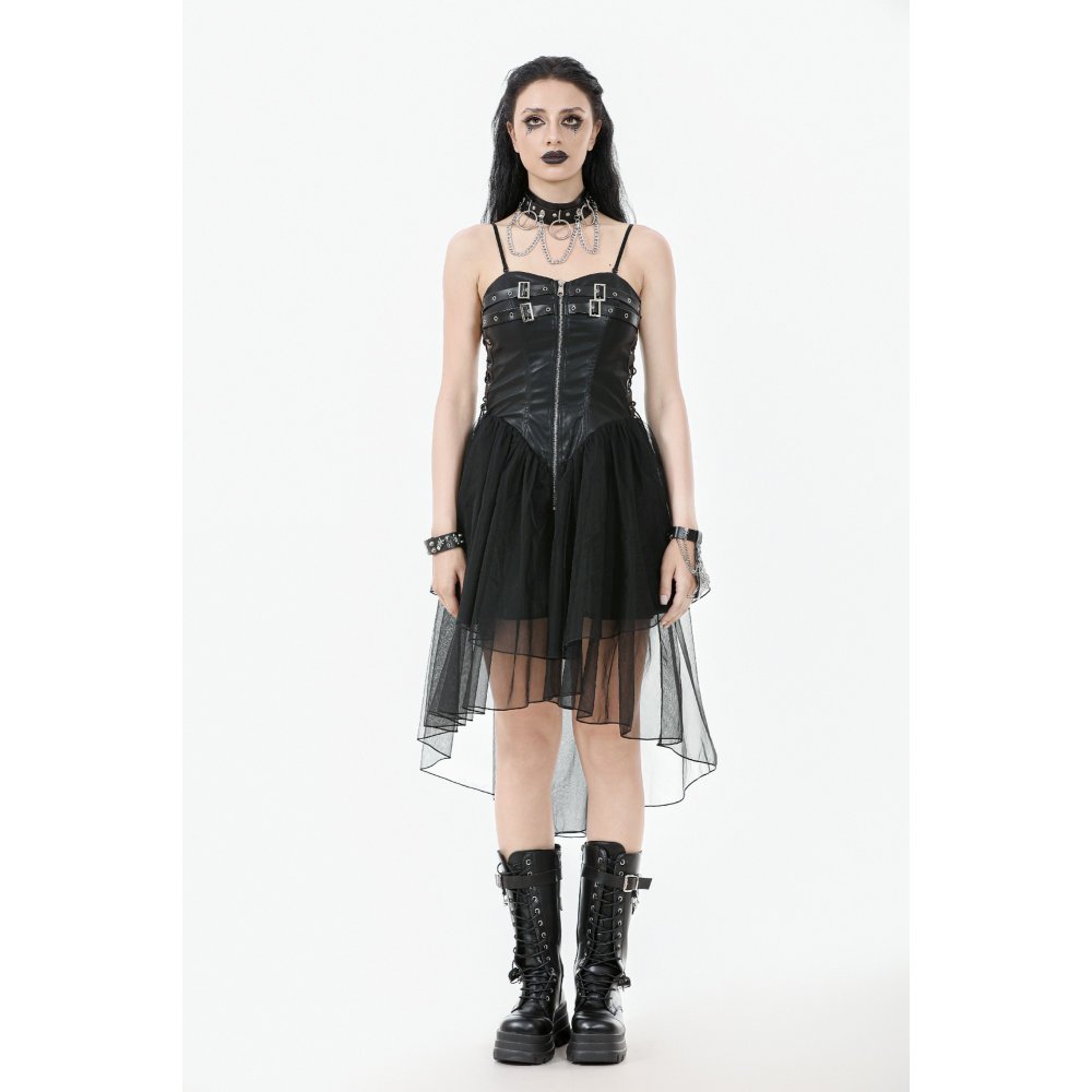 Dark In Love Morrigan PU Zip & Buckle Dress