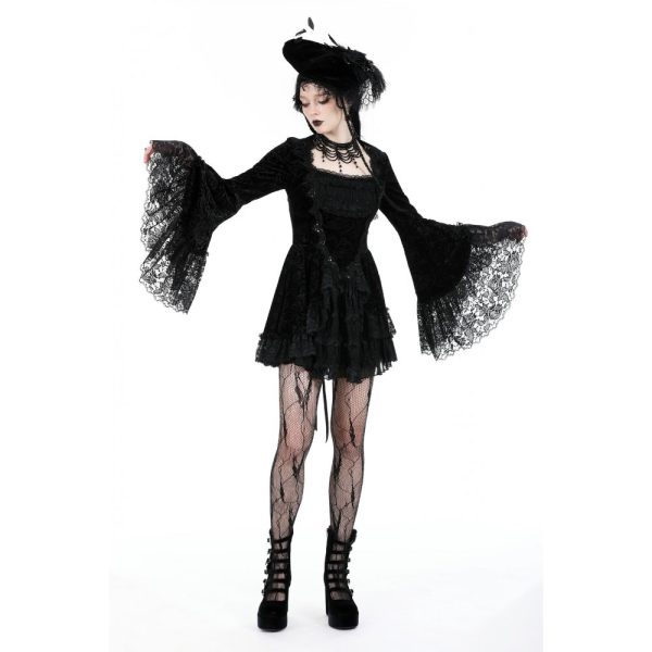 Dark In Love Kassandra Gothic Velvet Ruffle Dress