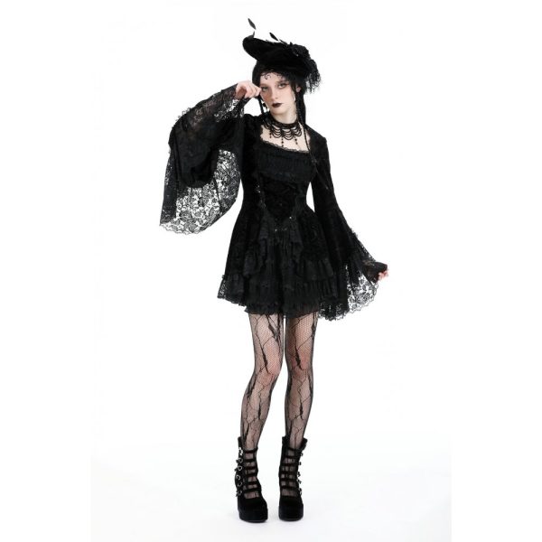 Dark In Love Kassandra Gothic Velvet Ruffle Dress