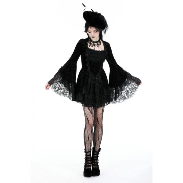 Dark In Love Kassandra Gothic Velvet Ruffle Dress