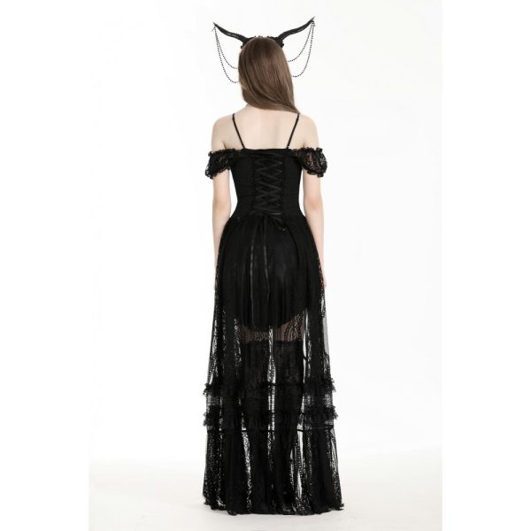 Dark In Love Cathedral Goth Bardot Lace Dress