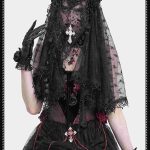 Eva Lady Rosita Fishnet & Cross Black Gothic Veil