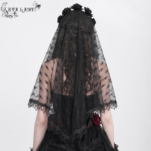 Eva Lady Rosita Fishnet & Cross Black Gothic Veil