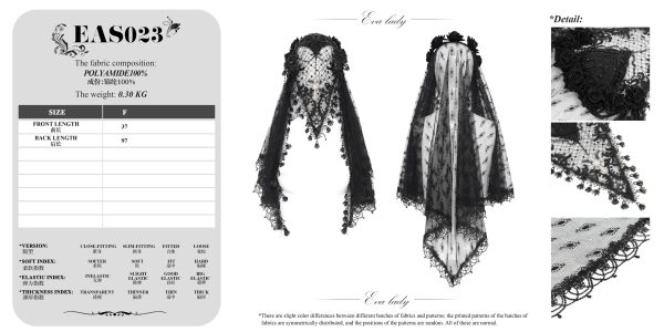 Eva Lady Rosita Fishnet & Cross Black Gothic Veil