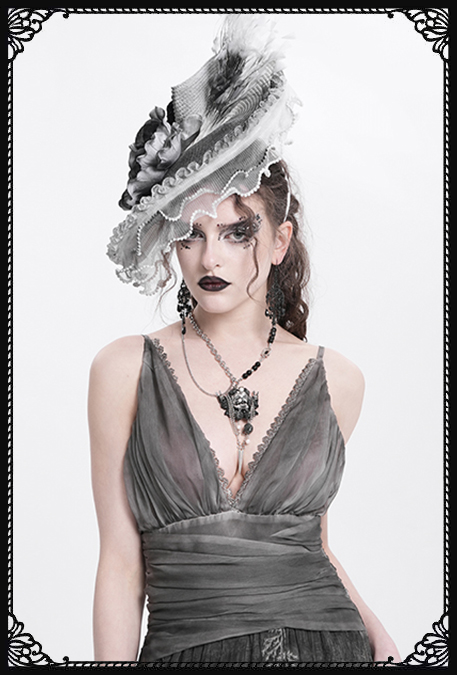 Eva Lady Magara White & Grey Feather Tilt Hat